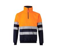 VELILLA 305701 Sweat Haute visibilité Bicolore avec Fermeture éclair, Bleu Marine et Orange Fluo, Taille 5XL, Bleu Marine/Orange Fluo, 5XL