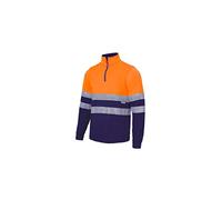 VELILLA 305701 Sweat-Shirt Haute visibilité avec Fermeture éclair Bleu Marine et Orange Fluo Taille XXL, Bleu Marine/Orange Fluo, XXL