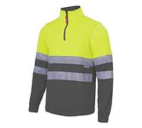 VELILLA 305701 Sweat-Shirt Haute visibilité Bicolore avec Fermeture éclair, Gris et Jaune Fluo, Taille L