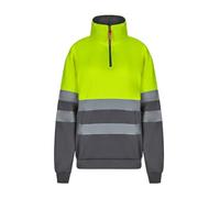 VELILLA 305701 Sweat-Shirt Haute visibilité Bicolore avec Fermeture éclair, Gris et Jaune Fluo, Taille 4XL, Gris/Jaune Fluo, 4XL