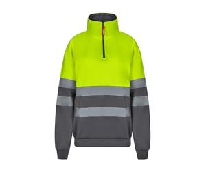 VELILLA 305701 Sweat-Shirt Haute visibilité Bicolore avec Fermeture éclair, Gris et Jaune Fluo, Taille 5XL, Gris/Jaune Fluo, 5XL