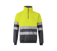 VELILLA 305701 Sweat-Shirt Haute visibilité Bicolore avec Fermeture éclair, Gris/Jaune Fluo, XL