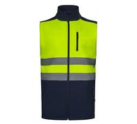VELILLA 305906 Gilet Soft Shell Bicolore, Bleu marine et jaune fluo, S