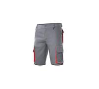 Velilla - Bermuda de travail bicolore multipoches 65% polyester 35% coton 190 gr/m2 - Gris/Rouge - 103007