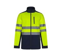 VELILLA Blouson Soft Shell Bicolore Veste Softshell, Bleu Marine et Jaune Fluo, M Mixte