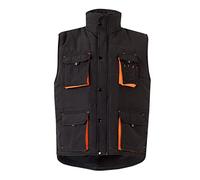 VELILLA 205902 Gilet matelassé bicolore multipoches, noir et orange, taille M