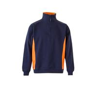VELILLA Sudadera Bicolor Con Media Cremallera Sweat Bicolore avec Demi-Fermeture éclair, Bleu Marine et Orange, XL Mixte