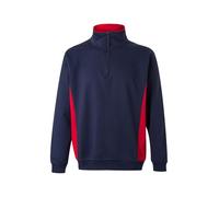 VELILLA Sudadera Bicolor Con Media Cremallera Sweat Bicolore avec Demi-Fermeture éclair, Bleu Marine et Rouge, XL Mixte