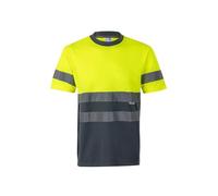 VELILLA T-Shirt Technique Bicolore Haute visibilité, Gris et Jaune Fluo, S