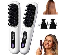 Velinca Pro, Brosse Lissante Portable, Brosse Chauffante Lissante, Mini Lisseur Sans Fil, 3 Niveaux De Température, Tellement Intuitif, Convient à Tous Les Types De Cheveux (2PCS-J)