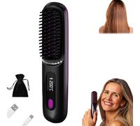 Velinca Pro, Brosse Lissante Portable, Brosse Chauffante Lissante, Mini Lisseur Sans Fil, 3 Niveaux De Température, Tellement Intuitif, Convient à Tous Les Types De Cheveux (1PC-Noir)