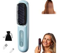 Velinca Pro, Brosse Lissante Portable, Brosse Chauffante Lissante, Mini Lisseur Sans Fil, 3 Niveaux De Température, Tellement Intuitif, Convient à Tous Les Types De Cheveux (1PC-Bleu)