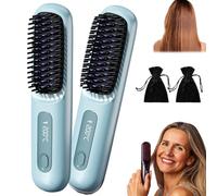 Velinca Pro, Brosse Lissante Portable, Brosse Chauffante Lissante, Mini Lisseur Sans Fil, 3 Niveaux De Température, Tellement Intuitif, Convient à Tous Les Types De Cheveux (2PCS-I)