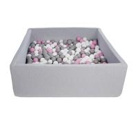 Velinda - 24181 - Piscine à balles pour enfant, dimensions:120x120 cm, Aire de jeu + 600 balles blanc,rose clair,gris