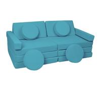 Velinda Canapé modulable Enfant, Blocs de Mousse avec Volant - Turquoise | Velinda - ref. 5903163143001 - 5903163143001 - Bleu - Materiaux mixtes