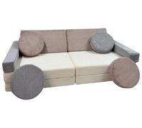 Velinda Canapé Modulaire Multifonctionnel Blocs En Mousse Pour Les Enfants Bébé Couleurs Crème Rose Clair Gris Velours Côtelé