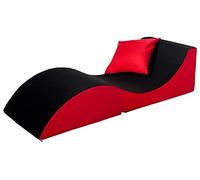 Chaise longue 3 en 1 multi-usage noir-rouge