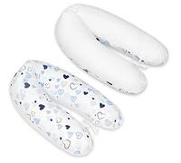 Velinda Coussin d'accouchement d'allaitement pre/Post Natal usages Multiples (Dessin: Coeurs Bleus - Blanc)