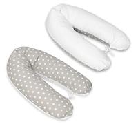 Velinda Coussin d'accouchement d'allaitement pre/Post Natal usages Multiples (Dessin: étoiles Blanches sur Fond Gris - Blanc)