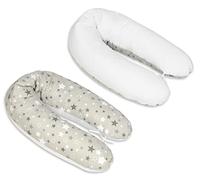 Velinda Coussin d'accouchement d'allaitement pre/Post Natal usages Multiples (Dessin: Etoiles girses et Blanches sur Fond Gris - Blanc)