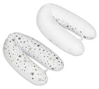 Velinda Coussin d'accouchement d'allaitement pre/Post Natal usages Multiples (Dessin: Etoiles Grises et Blanches sur Fond Blanc - Blanc)