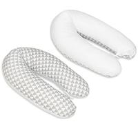 Velinda Coussin d'accouchement d'allaitement pre/Post Natal usages Multiples (Dessin: Triangles Blancs et Gris - Blanc)