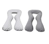 Velinda Coussin de maternité, Grossesse/Allaitement, Minky et Coton, Forme en U (Dessin: étoiles Blanches sur Fond Gris - Gris)