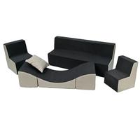 Velinda Ensemble de Meubles Chambre Enfant: 2xfauteuil+canapé+Pouf dépliant, Jeu Repos (Couleur: Gris-Beige)