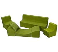 Velinda Ensemble de Meubles Chambre Enfant: 2xfauteuil+canapé+Pouf dépliant, Jeu Repos (Couleur: Vert)