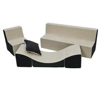 Velinda Ensemble de Meubles Enfant: Fauteuil+canapé+Pouf dépliant (Chaise Longue) (Couleur: Beige-Gris)