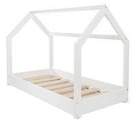 Velinda Lit Maison 2 en 1, Chambre d'enfant, Construction cabane, Bois Naturel 160x80 cm (Couleur: Blanc)