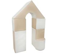 Velinda Petit Château - Lot de 6 Blocs en Mousse pour Le Jeu crèches écoles maternelles (Couleur: Blanc, Cappuccino)