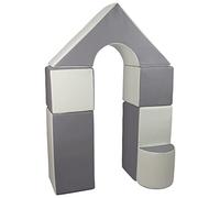 Velinda Petit Château - Lot de 6 Blocs en Mousse pour Le Jeu crèches écoles maternelles (Couleur: Blanc,Gris)