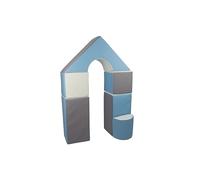 Velinda Petit Château - Lot de 6 Blocs en Mousse pour Le Jeu crèches écoles maternelles (Couleur: Blanc, Bleu Clair, Gris)
