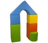 Velinda Petit Château - Lot de 6 Blocs en Mousse pour Le Jeu crèches écoles maternelles (Couleur: Jaune, Vert, Bleu, Orange)