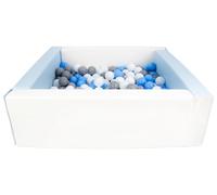 Velinda Piscine à balles carrée avec 200 balles, Cuir écologique, 5 éléments (Couleur de la Piscine/de balles: Blanc, Bleu (Pastel)/Blanc, Bleu Clair, Gris)