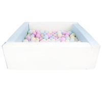 Velinda Piscine à balles carrée avec 200 balles, Cuir écologique, 5 éléments (Couleur de la Piscine/de balles: Blanc, Bleu (Pastel)/Rose, Bleu, Jaune (Pastel))