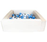 Velinda Piscine à balles carrée avec 200 balles, Cuir écologique, 5 éléments (Couleur de la Piscine/de balles: Blanc, Cappuccino/Blanc, Transparent, Bleu Clair, Gris)