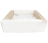 Velinda Piscine à balles carrée avec 200 balles, Cuir écologique, 5 éléments (Couleur de la Piscine/de balles: Blanc, Cappuccino/Blanc)