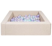 Velinda Piscine à balles carrée avec 300 balles, Cuir écologique, 5 éléments, bouclé (Couleur: Perle, Violet, Menthe)