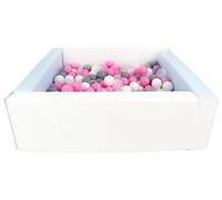 Velinda Piscine à balles carrée avec 300 balles, Cuir écologique, 5 éléments (Couleur de la Piscine/de balles: Blanc, Bleu (Pastel)/Blanc, Transparent, Rose Clair, Gris)