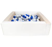 Velinda Piscine à balles carrée avec 300 balles, Cuir écologique, 5 éléments (Couleur de la Piscine/de balles: Blanc, Cappuccino/Blanc, Transparent, Bleu, Gris)