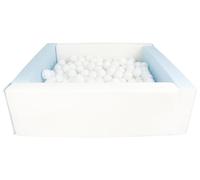 Velinda Piscine à balles carrée avec 300 balles, Cuir écologique, 5 éléments (Couleur de la Piscine/de balles: Blanc, Bleu (Pastel)/Blanc)