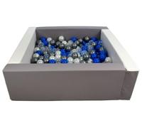 Velinda Piscine à balles carrée avec 300 balles, Cuir écologique, 5 éléments (Couleur de la Piscine/de balles: Blanc, Gris/Perle, Transparent, Bleu, Argent)