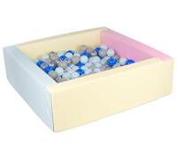 Piscine À Balles Carrée Avec 300 Balles - Bords 3 Couleurs/Transparent, Bleu, Gris, Argent, Bleu P