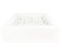 Velinda Piscine à balles carrée avec 300 balles, Cuir écologique, 5 éléments (Couleur de la Piscine/de balles: Blanc/Blanc)