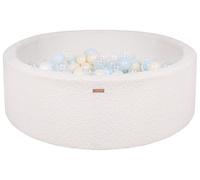 Velinda Piscine à balles en Boucle, pour Enfant, Aire de Jeu + 200 balles, bouclé (Couleur de la Piscine/de balles: crème/Blanc, Transparent, Bleu (Pastel), Jaune (Pastel))