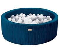 Piscine à balles en velours côtelé avec 300 balles - diamètre 90 cm, bleu marine