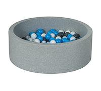 Velinda Piscine à balles pour Enfant, Aire de Jeu + 150 balles (Couleurs des balles: Blanc, Gris, Bleu Clair)