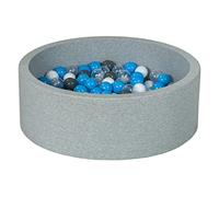 Velinda Piscine à balles pour Enfant, Aire de Jeu + 150 balles (Couleurs des balles: Blanc, Transparent, Gris, Bleu Clair)